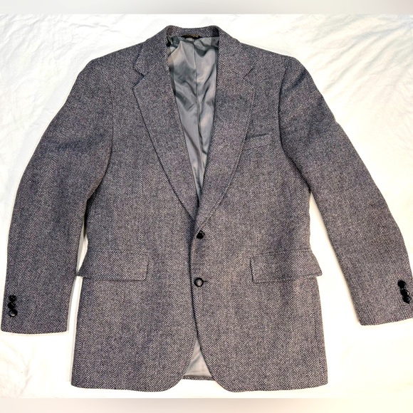 44L Adams Row USA Mens Vintage 2 Button Pure Wool Tweed Blazer Sport Coat Jacket - Picture 1 of 14
